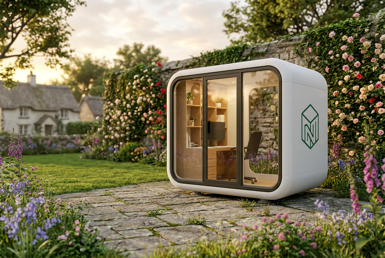 Nua Focus pod in a garden setting